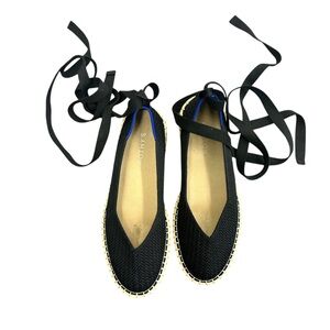 Rothy's The Espadrille Flats Black With Jute Sole Size 9